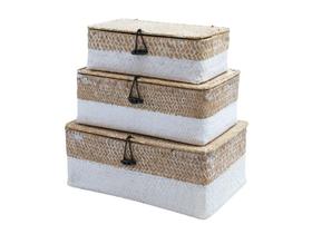 Conjunto 3 Caixas Cestos Organizadores Decorativos Multiuso Com Tampa Conjunto 3 Caixas Cestos Organizadores Decorativos Multiuso Com Tampa