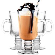 Conjunto 3 Canecas de Vidro Reforçado 250 ml Para Cappuccino, Chá, Café ou Sobremesa