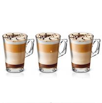 Conjunto 3 Canecas Vidro 220ml Xícaras Cappuccino Café - Hauskraft Conjunto 3 Canecas Vidro 220ml Xícaras Cappuccino Café - Hauskraft