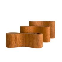Conjunto 3 castiçais em madeira natural infinito