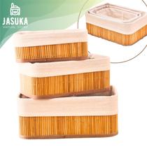 Conjunto 3 Cestos Caixa Organizador Multiuso em Bambu Antimofo e Resistente a Água