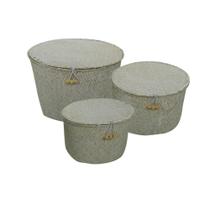 Conjunto 3 Cestos de Palha Branco TZ0018 BTC