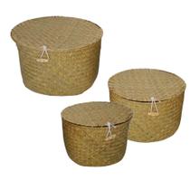 Conjunto 3 Cestos de Palha Natural TZ0017 BTC