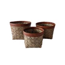 Conjunto 3 Cestos em Tiras e material sintético Marrom ZQ0043 BTC