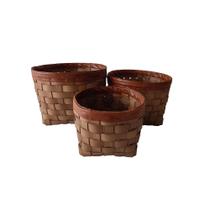 Conjunto 3 Cestos em Tiras e material sintético Marrom ZQ0044 BTC