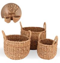 Conjunto 3 Cestos Organizador Cachepot Fibra Natural Decoração Boho