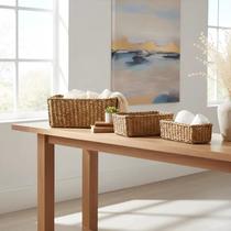 Conjunto 3 Cestos Organizadores Decorativos Em Fibra Natural Versátil Conjunto 3 Cestos Organizadores Decorativos Em Fibra Natural Versátil