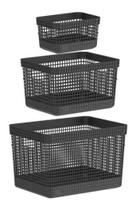 Conjunto 3 Cestos Organizadores Grid Martiplast 20L, 8L e 2,5L Plástico Reciclado, Empilháveis e Sustentáveis Conjunto 3 Cestos Organizadores Grid Martiplast 20L, 8L e 2,5L Plástico Reciclado, Empilháveis e Sustentáveis