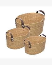 Conjunto 3 Cestos Organizadores Ovais de Fibra Natural com Alça Wolff Conjunto 3 Cestos Organizadores Ovais de Fibra Natural com Alça Wolff