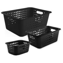 Conjunto 3 Cestos Organizadores Roupas Intima Multiuso Armário Lavanderia - KTE 006 Ou