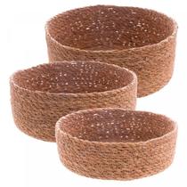 Conjunto 3 Cestos Redondos Retos de Fibra Natural 29480 - Wollf