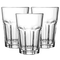 Conjunto 3 Copos de Vidro Chicago Transparente 360ML Alto Grande Linha Cristal Luxo Elegante
