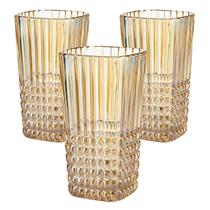 Conjunto 3 Copos de Vidro Longo Âmbar Perolado 400ml Conjunto 3 Copos de Vidro Longo Âmbar Perolado 400ml