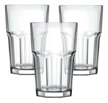 Conjunto 3 copos de vidro transparente 350ml resistentes para bebidas