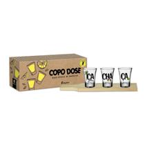 Conjunto 3 Copos Dose Shot E Regua Madeira Cachaça - Loja Coisaria