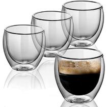Conjunto 3 Copos Duplo de Vidro Parede Dupla 250 ml Café Expresso Cerveja Chopp Chá Kit Com 3 Peças