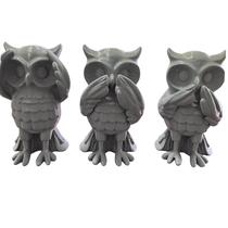 Conjunto 3 Corujas Sábias Não Veja, Não Ouça, Não Fale