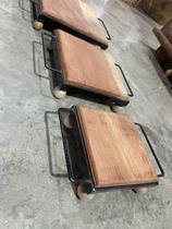 Conjunto 3 descansos de panela em 3 tamanhos, artesanal em ferro e madeira, rustico e resistente para bloquear calor, proteção de mesas e superfícies