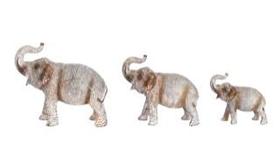 Conjunto 3 Elefantes Nagar em Resina - 15 X 8 X 13 CM