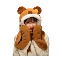 Conjunto 3 Em 1 De Gorro, Cachecol E Luvas De Pelúcia Super Macio E Quente De Capivara Para Meninos