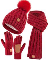 Conjunto 3 em 1 de inverno, gorro, cachecol e luvas para mulheres Winuesa