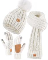 Conjunto 3 em 1 de inverno, gorro e cachecol, luvas para mulheres Winuesa