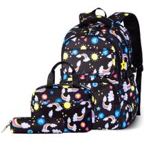 Conjunto 3 em 1: mochila, lancheira, estojo infantil preto