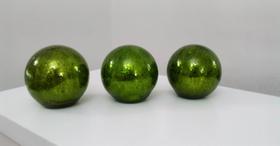 Conjunto 3 Esferas Decorativas de Vidro Verde 10 cm