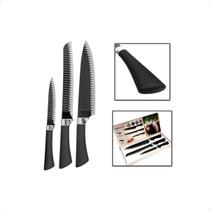 Conjunto 3 Facas Kit C/Revestimento Antiaderente Uso Cozinha