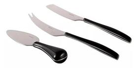 Conjunto 3 facas queijo bugatti glamour preta glbk021f363