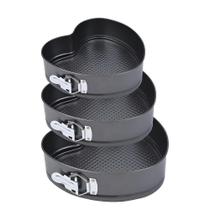 Conjunto 3 forma para confeiteira kit antiaderente assadeira com fundo removivel