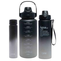 Conjunto 3 Garrafas Squeeze de Policarbonato Preto Degradê Lyor Conjunto 3 Garrafas Squeeze de Policarbonato Preto Degradê Lyor