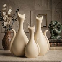 Conjunto 3 Gatos Trio Luxo Decoração Cerâmica Rack Sala Estante Centro de Mesa