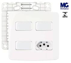 Conjunto 3 Interruptor Paralelo + Tomada 20A Margirius B3