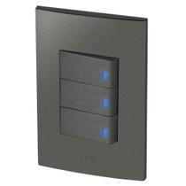 Conjunto 3 Interruptores Led - Inova Grafite - Agt33