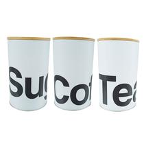 Conjunto 3 Latas Herméticas Com Tampa De Bambu - Branca
