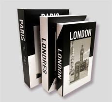 Conjunto 3 Livros Caixa Porta Objetos Decorativo - PARIS TORRE EIFFEL