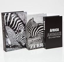 Conjunto 3 Livros Caixa Porta Objetos Decorativo - Zebra - aps decoracao