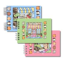 Conjunto 3 Livros Colorir Espiral Duplo Personagens Fofos