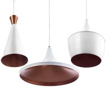Conjunto 3 Lustres Pendente Tom Dixon Aluminio Branco Conjunto 3 Lustres Pendente Tom Dixon Aluminio Branco