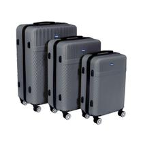 Conjunto 3 Malas de Viagem Abs Giro 360º P, M, G Cinza Mor