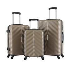 Conjunto 3 malas de viagem tamanho p m g abs cor champagne