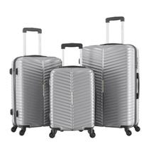 Conjunto 3 malas de viagem tamanho p m g abs cor cinza prateado