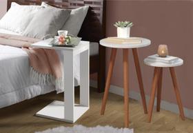 Conjunto 3 Mesas Cabeceira Canto Pé Palito Decor Branca Conjunto 3 Mesas Cabeceira Canto Pé Palito Decor Branca