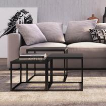 Conjunto 3 Mesas Cube Preto Fosco