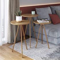 Conjunto 3 Mesas Laterais Redonda Industrial