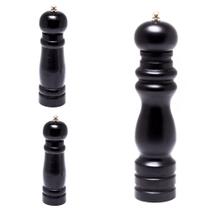 Conjunto 3 moedores de pimenta e temperos de madeira preto