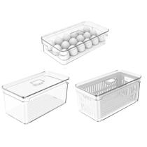 Conjunto 3 Organizadores 5 Litros Tampa Mantimentos Geladeira Clear Fresh - Kte 053 Ou Conjunto 3 Organizadores 5 Litros Tampa Mantimentos Geladeira Clear Fresh - Kte 053 Ou