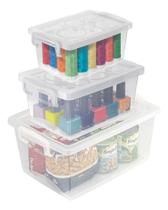 Conjunto 3 Organizadores Com Travas 650ml 1,5L 4L Cristal Ordene