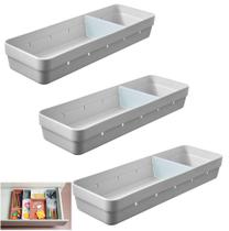 Conjunto 3 Organizadores Gaveta Divisória Multiuso Armário Cozinha Logic - BC KTE 002 Ou
